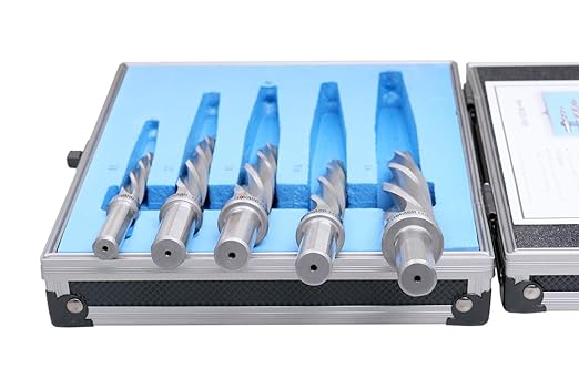 Accusize Industrial Tools 5 Pc H.S.S. Spiral Flute Super Premium Car Reamer Set, 3/8", 1/2", 9/16'', 5/8", 3/4" to Fit 3/8" or 1/2'' Shank Chuck, Aluminum Case