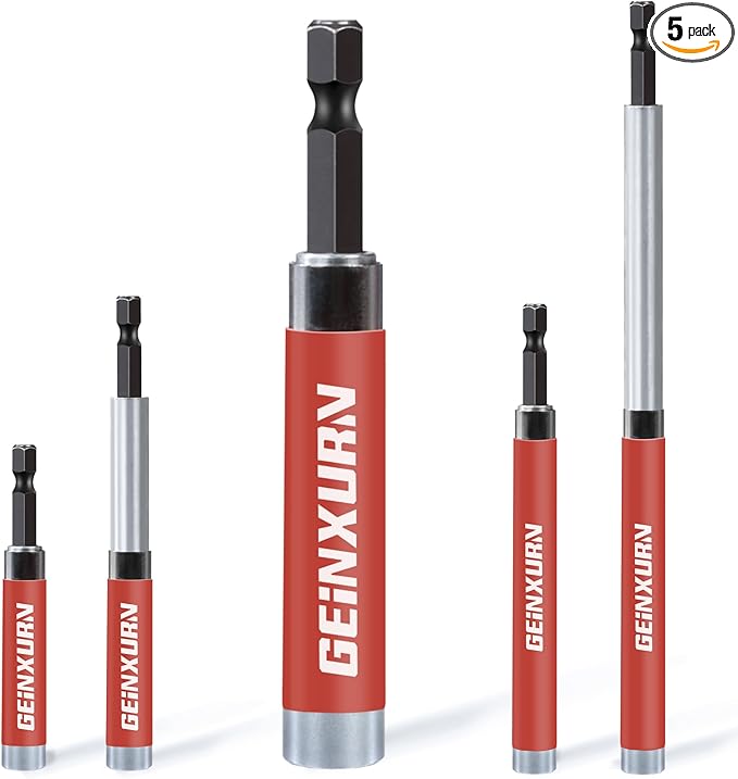 5 PCS Drive Guide with Self Retracting Sleeve, Mixed Length Magnetic Drill Bit Tip Holder for Prevent Screws Shaking When Driving