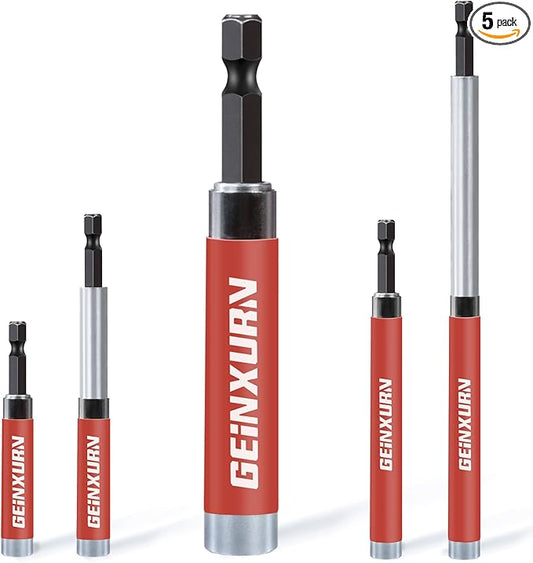 5 PCS Drive Guide with Self Retracting Sleeve, Mixed Length Magnetic Drill Bit Tip Holder for Prevent Screws Shaking When Driving