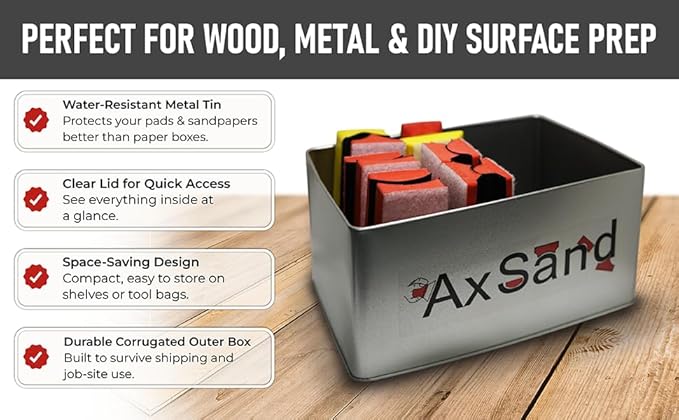 Straight Line Air Sander +13 contoured sanding blocks + 60 Sandpaper sheets Only 520 g for less fatigue. For woodworking, furniture & metal prep. 1-year warranty.