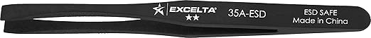 Excelta - 35A-ESD - Tweezers - Flat Point - Straight - Two Star - Plastic, 0.082" Height, 0.36399999999999999" Wide, 4.5" Length