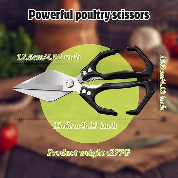 Multifunctional Heavy-Duty Kitchen Shears, Heavy Duty Kitchen Scissors with Ergonomic Handle,High-Carbon Steel Japanese Scissors for Chicken,Meat,Seafood,Bone Cutting (1*Gold)