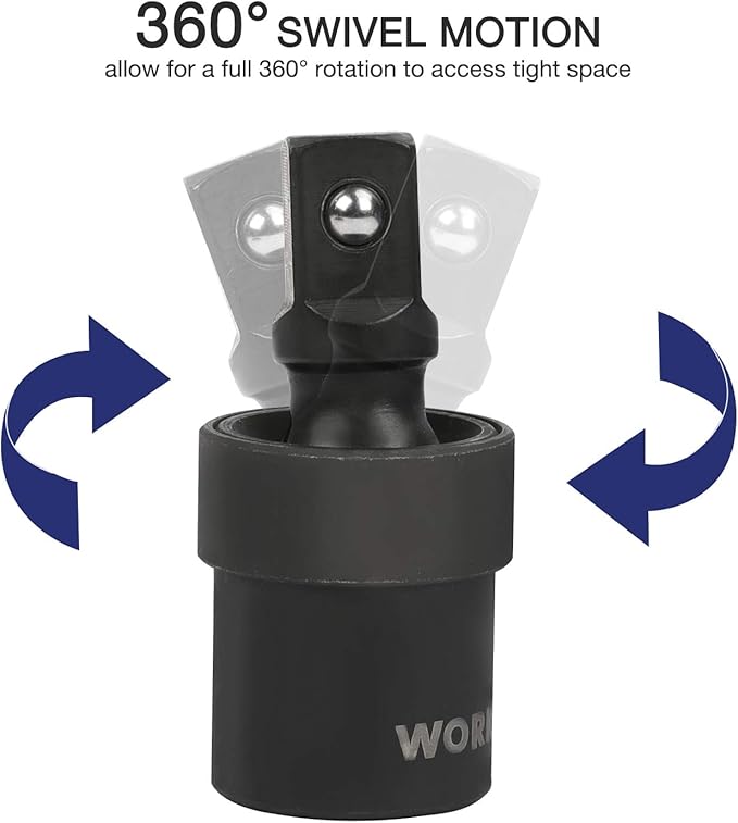 WORKPRO 1/2" Drive Impact Socket Set with Extension Bars, Premium Cr-V Steel, Complete 55-Piece, SAE and Metric Sockets with Enhanced Storage Case