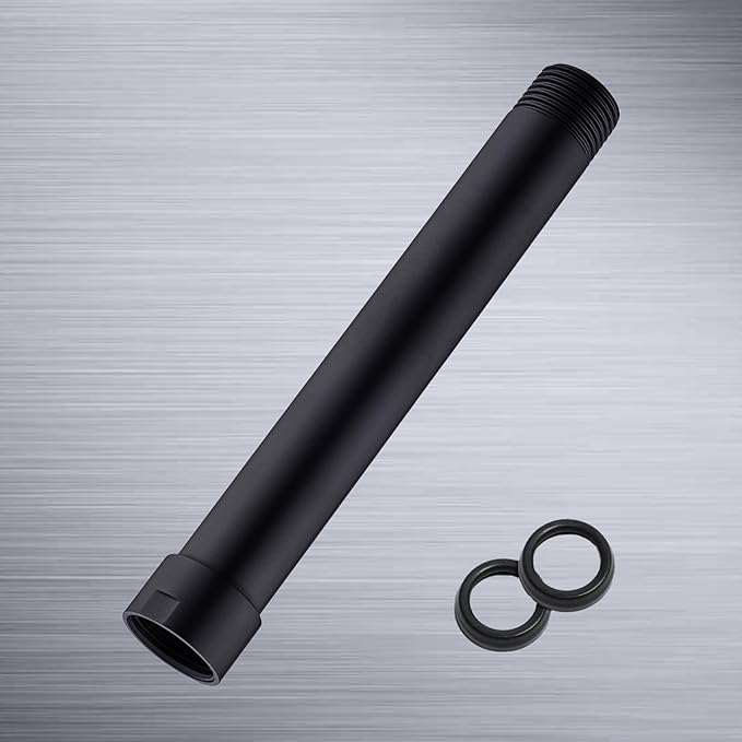6 Inches Black Shower Head Extension Arm, Shower Arm Extender for Rain and Handheld Shower Head, Solid Stainless Steel Straight Bathroom Extension Arm,Female to Male NPT 1/2 Inch