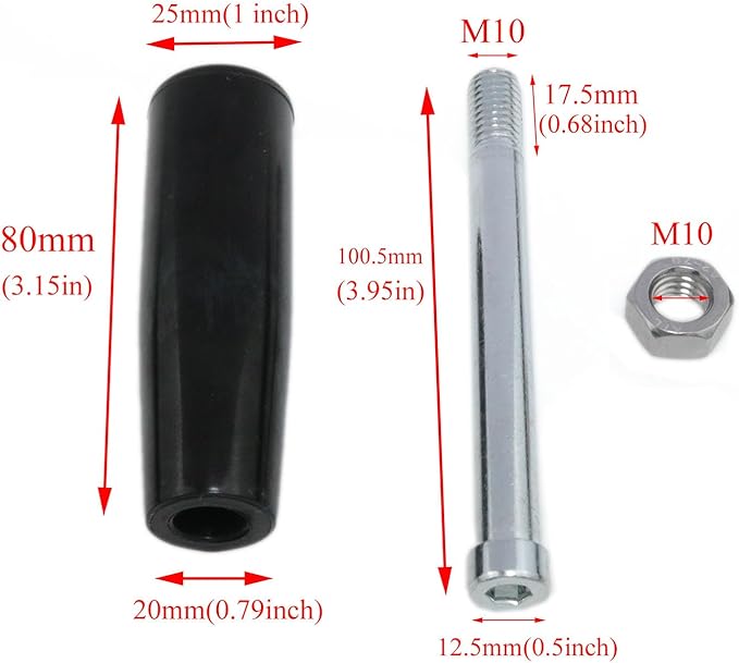 yukata Rotary Handles Lathe Hand Handle Marine Winch Handles Trailer Jack Crank Handwheel milling Machine Accessories M8 Threaded Handle with nut 2pcs (M10*80)