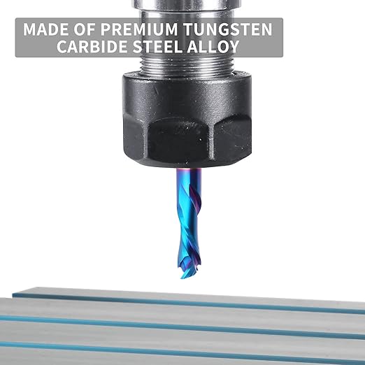 2PCS Spiral Router Bits Up Down Compression Bit 1/2" Cutting Diameter with Nano Blue Coated, 1/2" Shank Solid Carbide CNC End Mill for Wood Carving Engraver Milling Cutters (Extra Long 4??