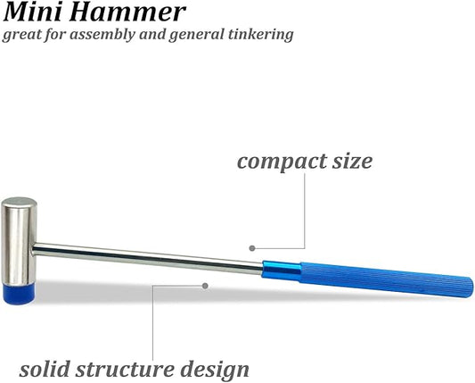 Dual Head Small Hammer for Small Projects, Plastic Head and Metal Head, Jewelry Mallet, Mini Mallet for Watch, Tuning, Woodworking, Handcraft, Leather, Instruments, 2 Pcs