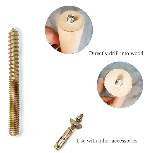 12 Pack 5/16-18 x 3 Inch Hanger Bolts 5/16-18" Double Headed Bolts 5/16 Wood Dowel Screw Self-Tapping Screw Hanger Bolts for Furniture Double Head Threaded Rods Bolt 75mm Length