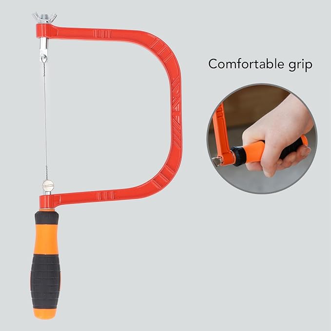 Tyenaza Coping Saw, 6 Inch U Shape Multifunctional Aluminium Alloy Small Carving Saw with 5 Blades for Woodworking