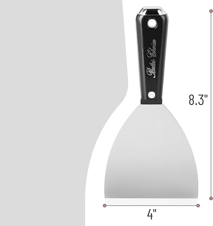 Bates 4-Inch Carbon Steel Putty Knife - Flexible Metal Scraper for Drywall, Spackle, and Paint - Wall Scraper Tool