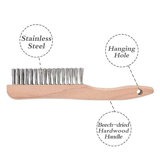 Wood Handle Wire Scratch Brush Sets (6, 6PACK-10IN 4X6Rows Stainless Steel Wire Scratch Brushes with Beech Wood Handle)