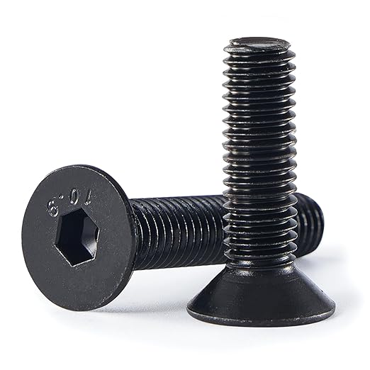 M8-1.25 x 25mm 20PCS Flat Head Hex Socket Cap Screws, Countersunk Bolts, 10.9 Grade Alloy Steel, Black Oxide Finish, Metric Allen Drive, Fully Threaded