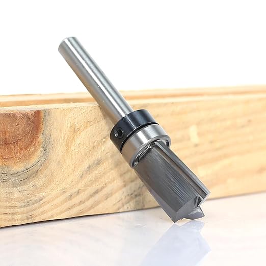 Spiral Flush Trim Router Bit 1/4 Shank, Carbide Head 3-Flute, 1/2" Diameter, 3/4" Cutting Length, Pattern Template Flush Trim Router Bit, for Grooves, Bottom Cleaning, Wood Trimming