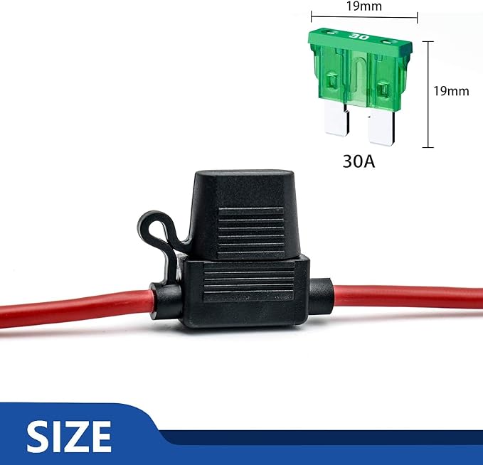 12 AWG Inline Fuse Holder - 12 Gauge Fuse Holder for 30A Blade Fuse (6 Pack)