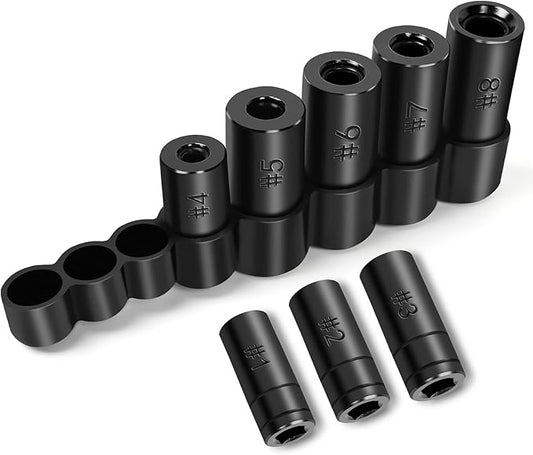 70500 Tap Socket Set, 8-Piece 1/4" & 3/8" Drive Taps Sockets Adapter for Socket Wrench Set Use, Fits All MCTI Taps Thru 1/2??& 1/8" NPT Taps