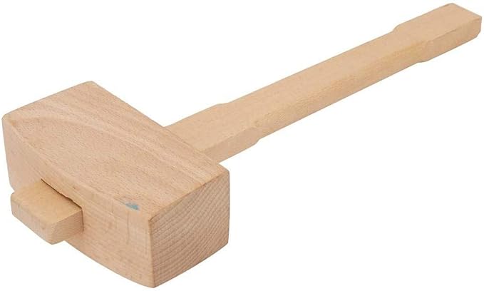 13.8" Beech Wood Mallet, Manual Ice Hammer, Solid Carpenter Woodworking Carving Mallet, Woodworking Hand Tool