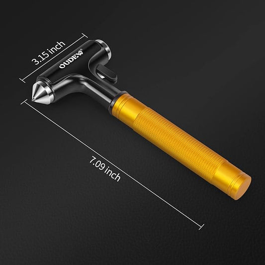 2 Packs Car Safety Hammer, Car Glass Breaker with Seat Belt Cutter, Automotive Escape Tool, Metal Window Breaker, Emergecy Safety Hammer for Accidents (Gold)