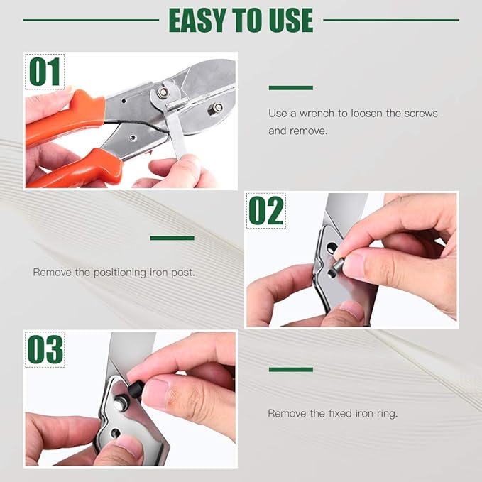 Keadic 7Pcs Multi Angle Miter Shear Cutter, Multifunctional Trunking/Miter Shears with Wrench and Upgrade Spare Blades, Quarter Round Cutting Tool for Cutting Soft Wood Plastic(45 to 135 Degree)