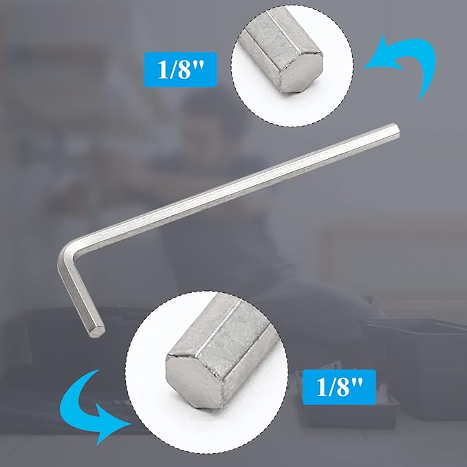 Litoexpe 10 Pieces 1/8" Hex Key Wrench, L Shape Allen Wrench, Chrome Vanadium Steel