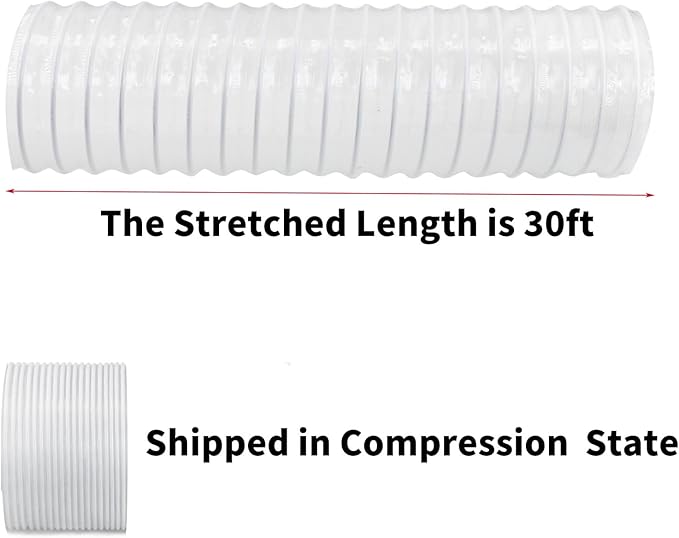JUYO VONSAN 3 inch Dust Collection Hose 30ft 3??Flex Heavy Duty Clear PVC Debris Dust Collector Hose With Clamps (3'' X 30ft)