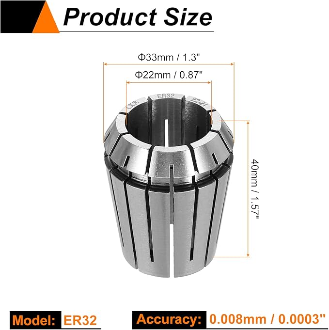 HARFINGTON Spring Collet Chuck ER32 22mm 65Mn Spring Steel Precision Router Collets for CNC Engraving Milling Lathe Tool