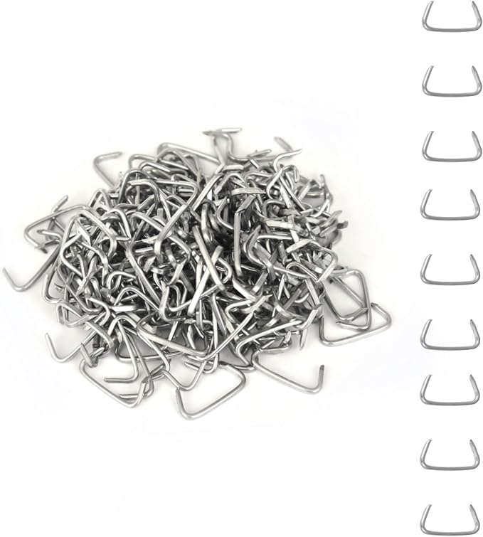 Hog Ring Pliers Kit with 300 Pcs 3/4" Galvanized Steel Hog Rings,Bent Hog Ring Pliers Kit for Fencing and Auto Upholstery,Bagging,DIYCraft,Furniture(Blue)