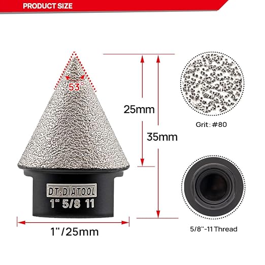DT-DIATOOL Diamond Beveling Chamfer Bit 1 Inch, 2-Pack for Tile Porcelain Ceramic Granite Marble Existing Holes Enlarging Polishing Shaping Trimming Repairing