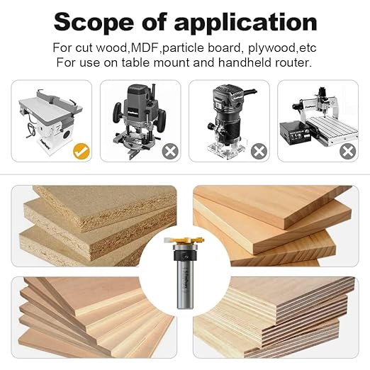 FIVEPEARS Top Bearing Slot Cutter Router Bit 1/2" Shank, 1-1/4" Cutting Dia, 5/32" Cutting Length, High Speed Steel, 1 Flute, V-Groove Cut, Slot and Undercut Bit for Woodworking