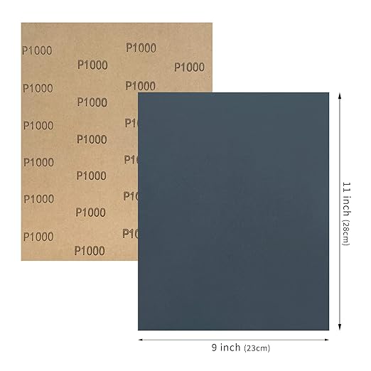 9 x 11 Inch 15pcs Wet Dry Sandpaper, 1000 Grit Waterproof Abrasive Sand Paper, Silicon Carbide Sandpaper Sheets for Metal Wood, Auto Polishing