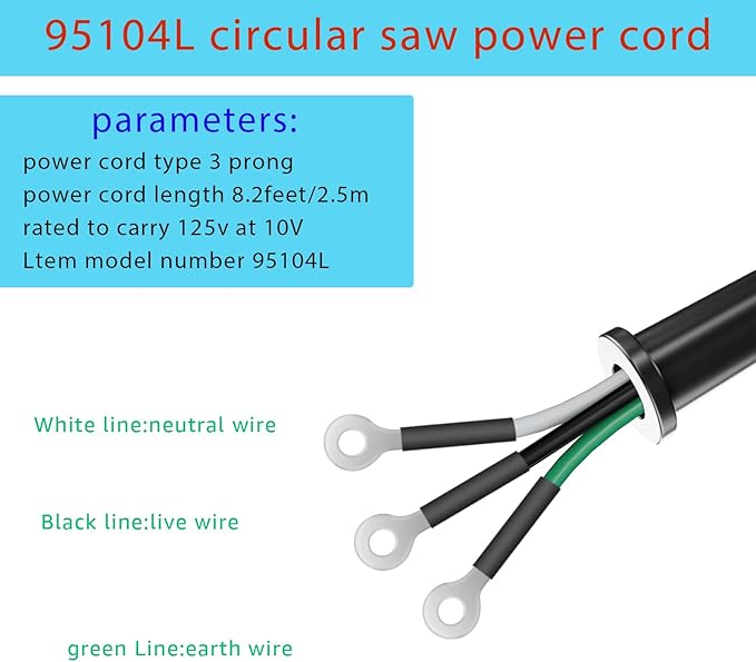 95104L Circular Saw Cord Replacement Assembly竊똂ompatible with SKILSAW Worm Drive Saw SPT78W SPT77WM Circular Saw Power Cord Parts,pertain for SKIL Saw Power Cord Parts Tool Replacement Assembly