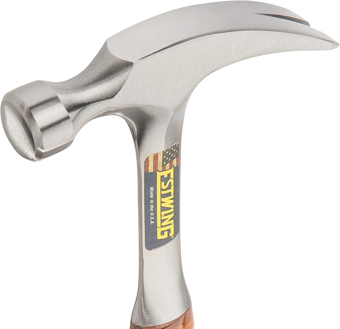 ESTWING Hammer - 12 oz Straight Rip Claw with Smooth Face & Genuine Leather Grip - E12S