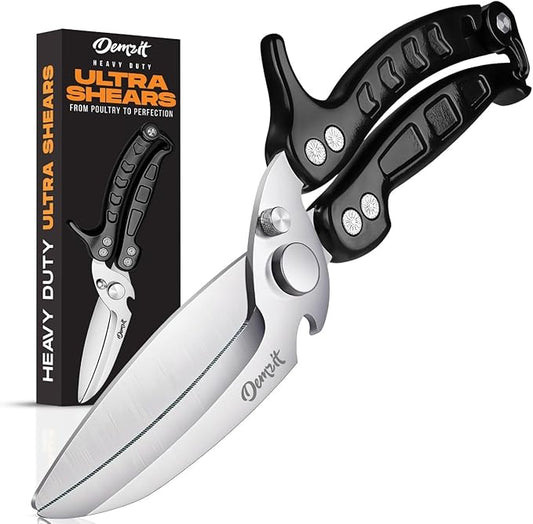 Poultry Shears Heavy Duty Professional, Kitchen Shears for Poultry,Turkey, Chicken & Bone Cutting, Multi-purpose kitchen Scissors Spring-Loaded, Dishwasher Safe, Meat Shear with Non-Slip Handle, Black