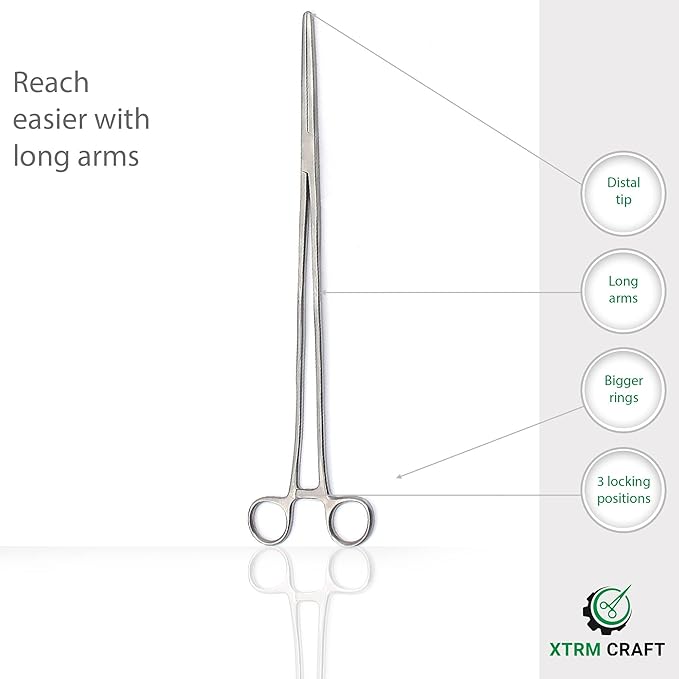 Pean Hemostat Straight and Curved Multipurpose Locking Tweezer Clamps Serrated, Stainless Steel - Hemostats for Nurses, Fishing Forceps, Crafts and Hobby