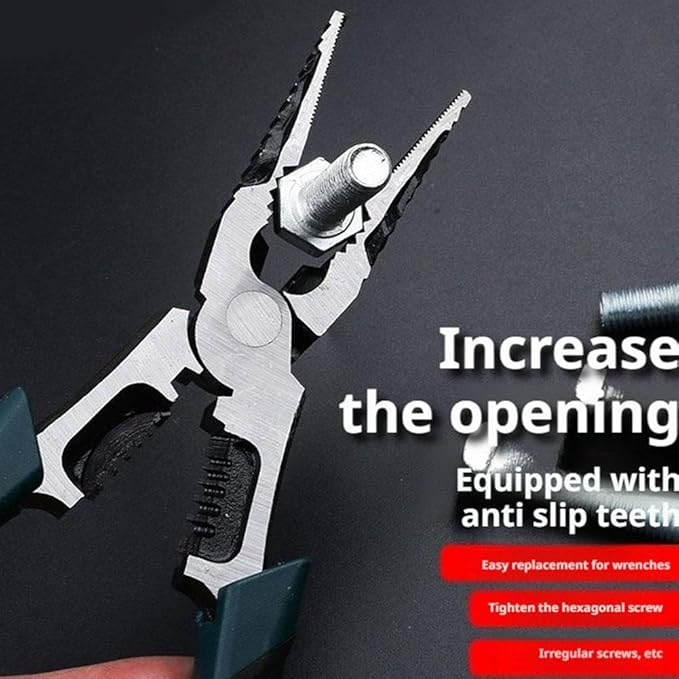 Industrial-Grade Multi-Function Cutting Pliers, 9-in-1 Multi-Functional Pliers Nail Puller/Wire Cutter/Stripper/Crimper?봀ompound Action Leverage Design,Professional Cutting Tool for Home Repair