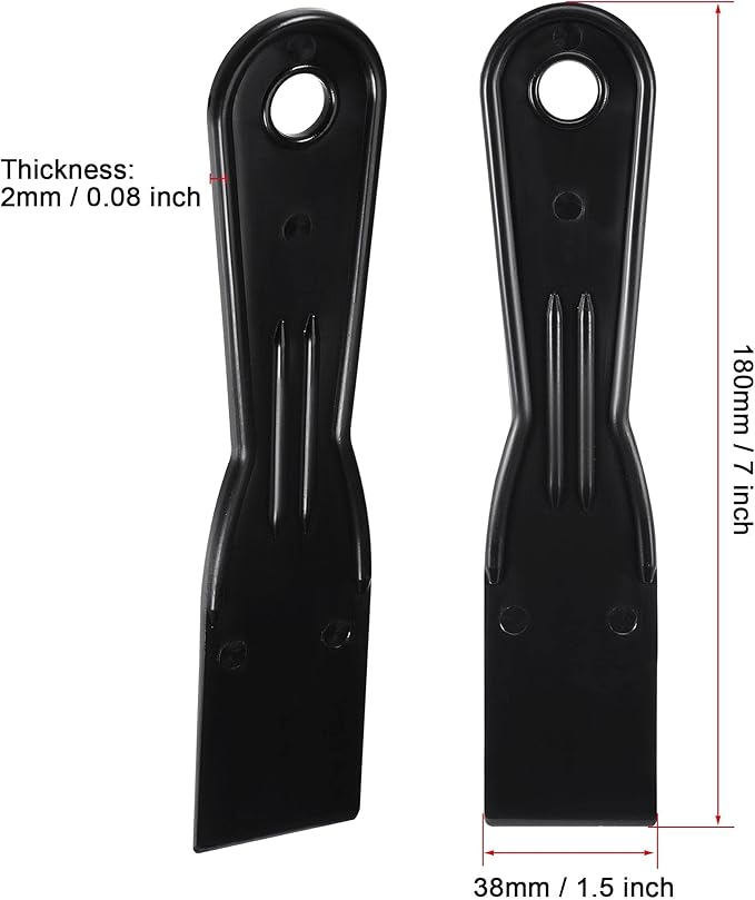 uxcell Putty Scraper 1.5" ABS Plastic Spatula Drywall Patch Repair Spreader Wall Covering Smoother Black 4Pcs