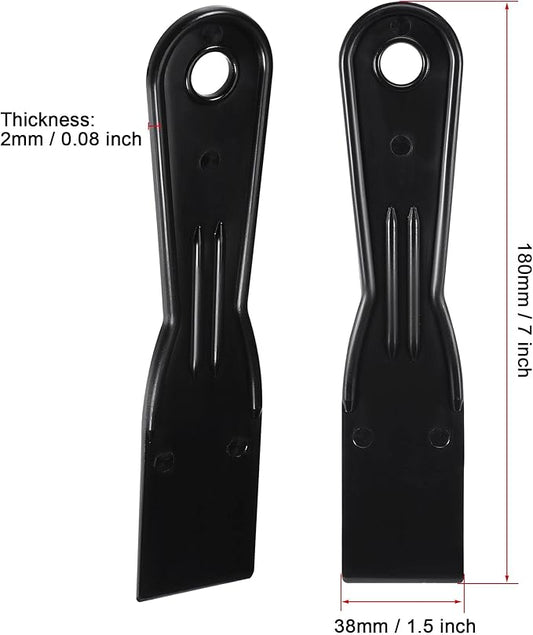 uxcell Putty Scraper 1.5" ABS Plastic Spatula Drywall Patch Repair Spreader Wall Covering Smoother Black 4Pcs