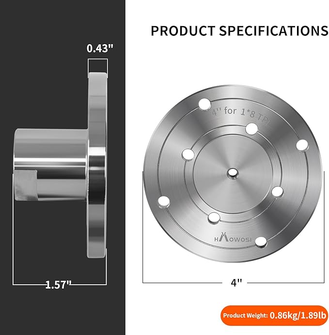 4" Steel Wood Lathe Faceplate,Faceplate for Wood Lathe,Lathe Face Plate Fit for 1" x 8TPI Spindle with Screwchuck