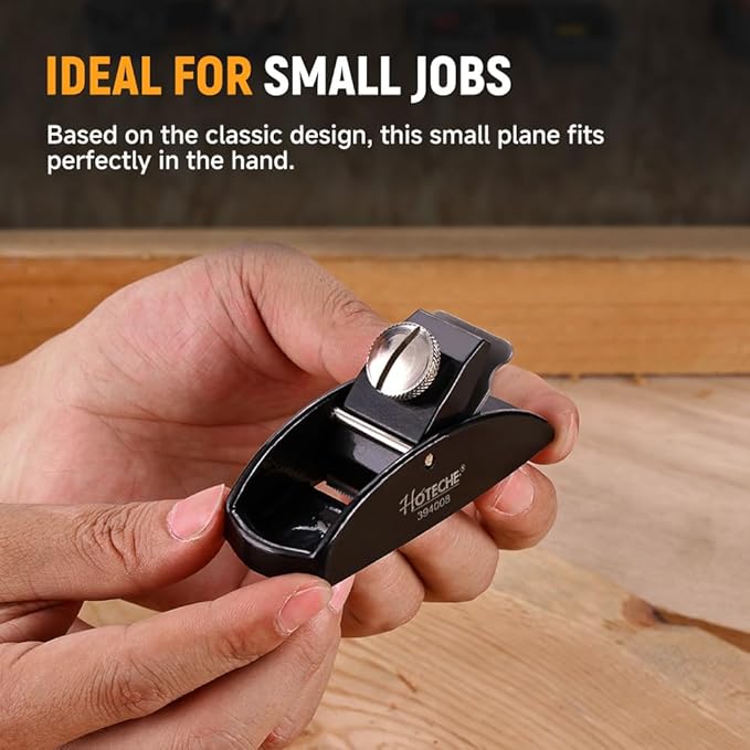 Hoteche Mini Wood Plane - Adjustable Smoothing Bench Hand Planer for Woodworking and Trimming - 3.5-Inch Jointer Plane with 1-Inch Blade
