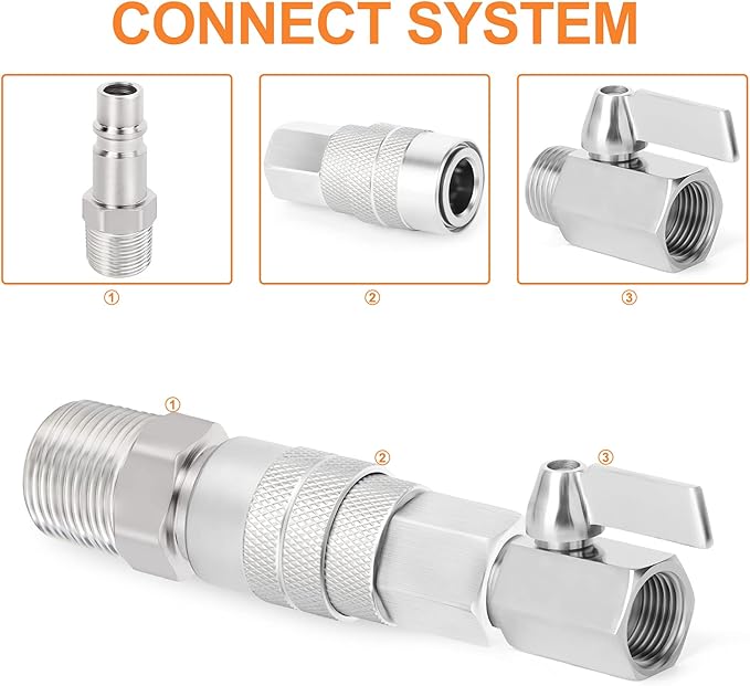 GASHER 20PCS 3/8-Inch NPT Male Industrial Air Tool Fitting, 3/8-Inch High Flow Pneumatic Plugs Max Working Pressure 300PSI