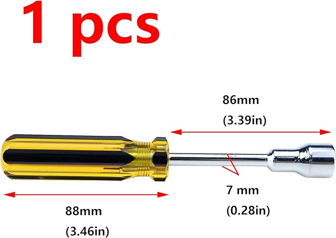 Antrader 13 mm Socket Wrench Screwdriver, High-carbon Steel Hex Nut Driver Non-Magnetic Tip Carburetor Adjustment Tool with 86mm Shaft