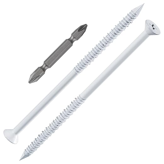 WenSilon(30 PCS) 1/4" x5 White Concrete Screw Anchor White Flat Head for Anchoring to Masonry, Block or Brick Stucco