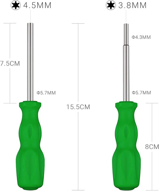 Gamebit Screwdriver Set, Security Screwdriver Bit Set 3.8mm and 4.5mm Security Screwdriver Bits Perfect fit for Virtual Boy, Opening Nintendo, Sega Consoles and Game Cartridges - Green