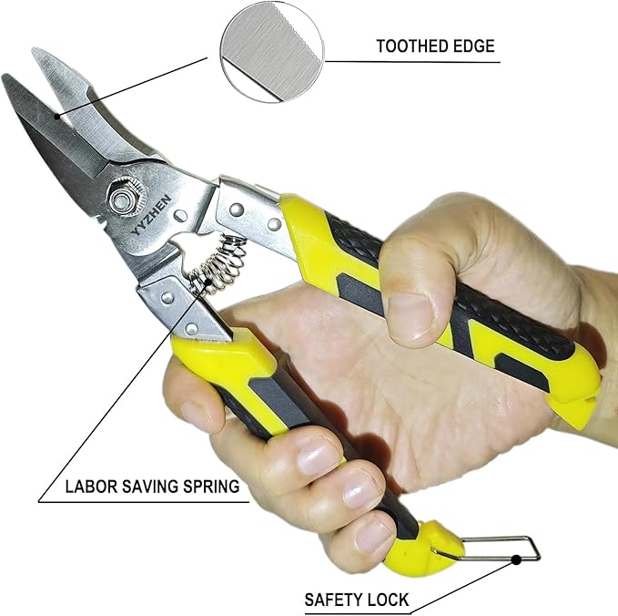 Heavy Duty Scissors 8.5 Inch, Straight Shears with Stainless Steel Blades and Comfort Grips, Metal Cutter for Cutting Branches, Cable Wires, Thin Iron