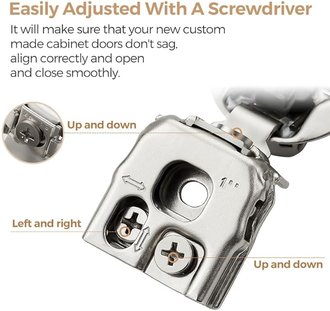 Ravinte 50 Pack 25 Pairs 1 Inch Overlay Soft Close Hidden Door Hinges - Stainless Steel, Satin Nickel