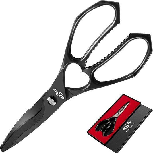 Kitchen Scissors for Food竊똏remium Kitchen Shears Heavy Duty竊?.8?쿢ltra Sharp Meat Scissors Detachable Blade竊똀ll Steel Poultry Shears Black Titanium Plated竊똀nti-Slip Cooking Scissor All Purpose