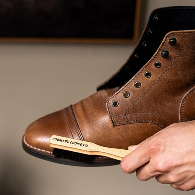 Cobbler?셲 Choice Horsehair Welt Brush Bundle for Leather Care and Restoration - Brown and Tan