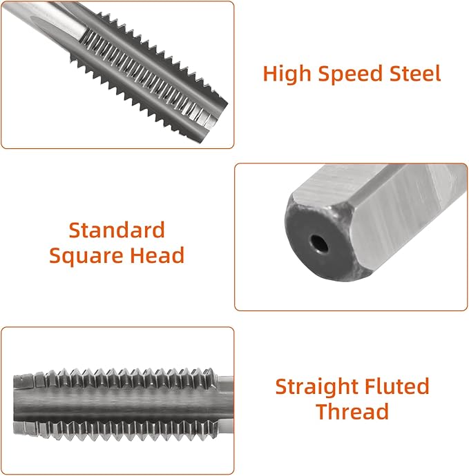 5/16-18 UNC Thread Tap, HSS Machine Tap Right Hand, Straight Fluted Thread Milling Taps, 1 PCS