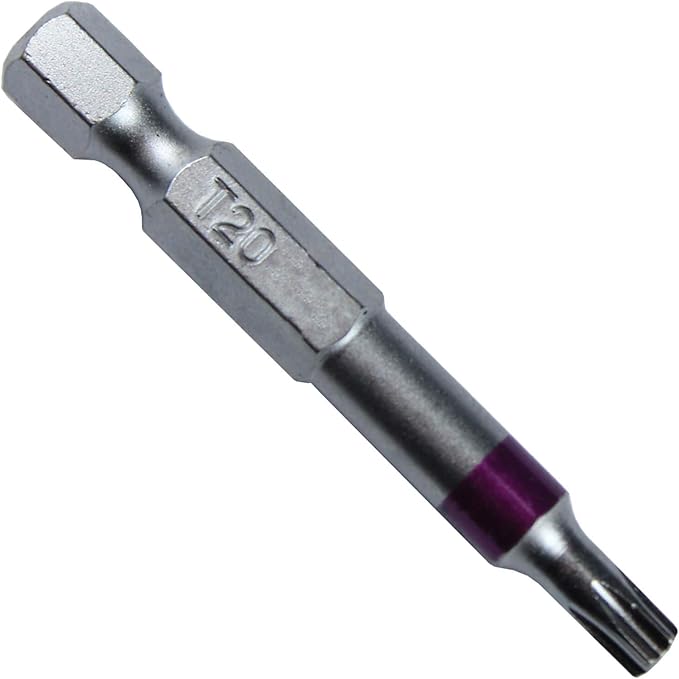 T20 X 2" Torx/Star Driver Bit - Color Coded Quick Change Shank Bit for Screws and Fasteners (50)