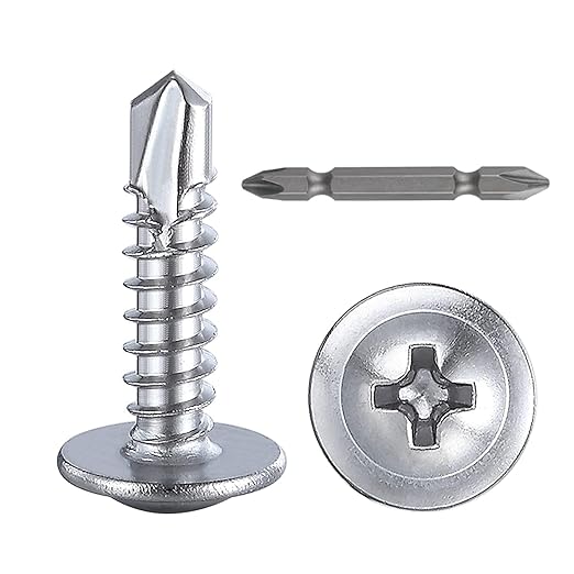Wensilon竊?00pcs竊?8횞5/8?쓋or Sheet Metal Self-Tapping Screws 410 Stainless Steel Truss Head High-Strength Quick Tapping Screws