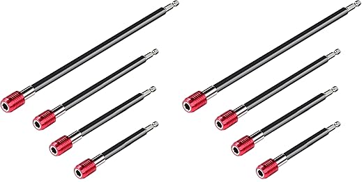Mwellewm Drill Bit Extension Set, 4Pcs Magnetic Drill Screwdriver Bit Holder Bar Chuck Adapter Extender 1/4 inch Hex Quick Release Bit Holder for Impact Driver Screws Nuts Drill (Pack of 2)